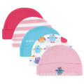 hot sale organic cotton skin care pink stripe pure color silly night owl pattern cap baby winter